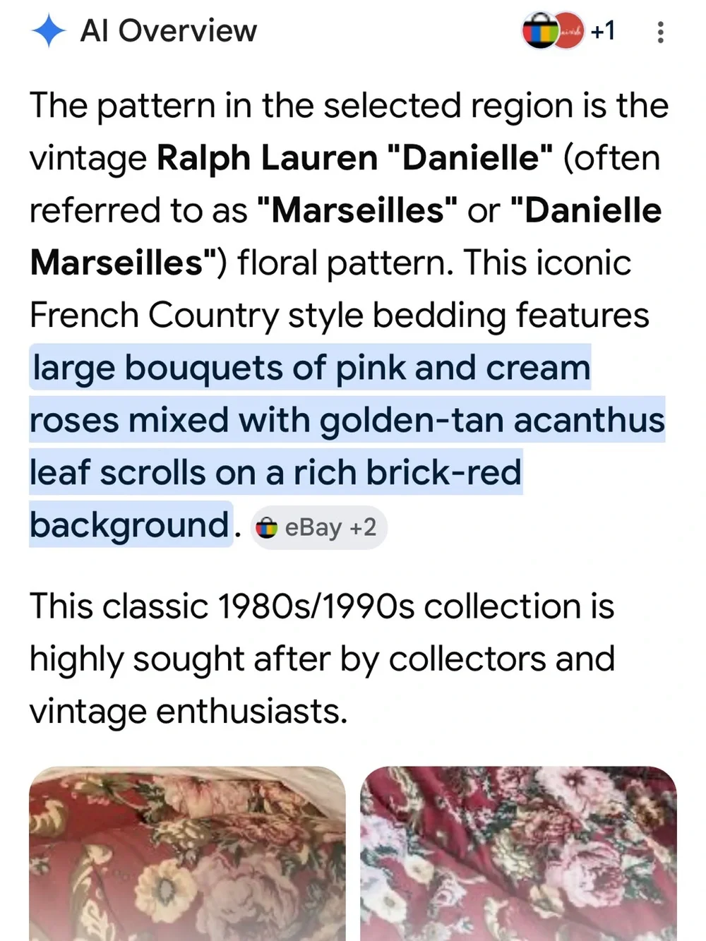 Ralph Lauren Home Danielle Marseilles Red Floral Full/Queen Comforter